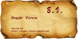 Bogár Vince névjegykártya